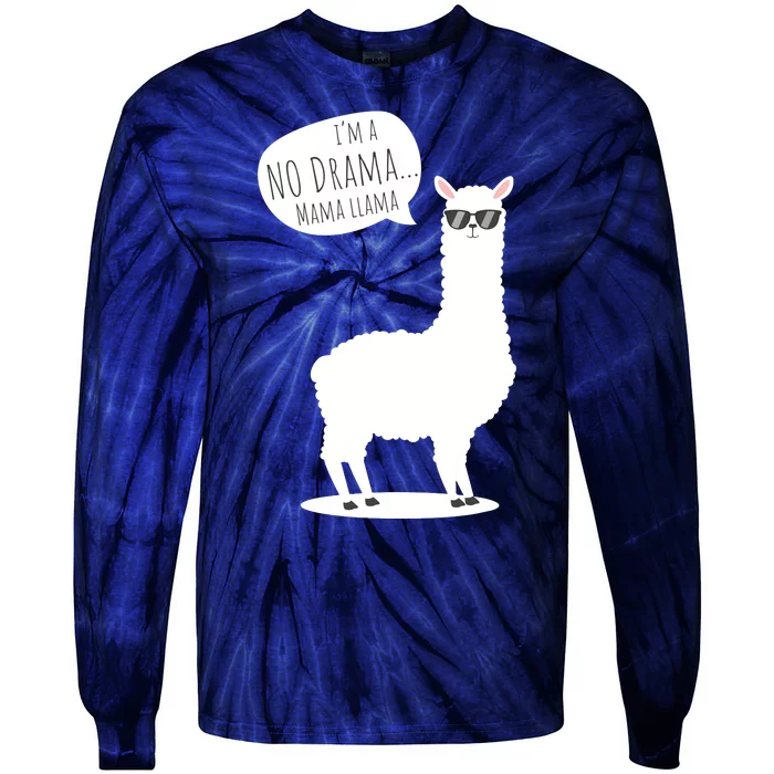 Funny Mama Llama No Drama Alpaca Tie-Dye Long Sleeve Shirt