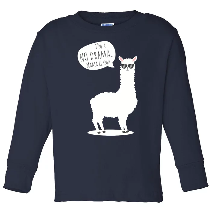 Funny Mama Llama No Drama Alpaca Toddler Long Sleeve Shirt