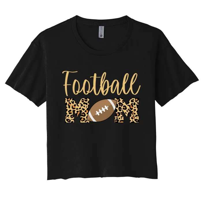 Football Mom Leopard Cute Logo Fan Women's Crop Top Tee