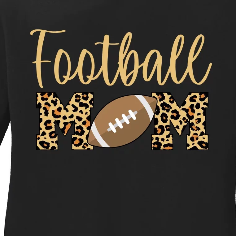 Football Mom Leopard Cute Logo Fan Ladies Long Sleeve Shirt