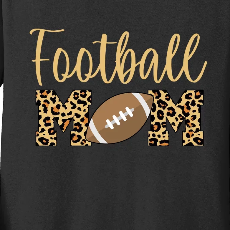 Football Mom Leopard Cute Logo Fan Kids Long Sleeve Shirt