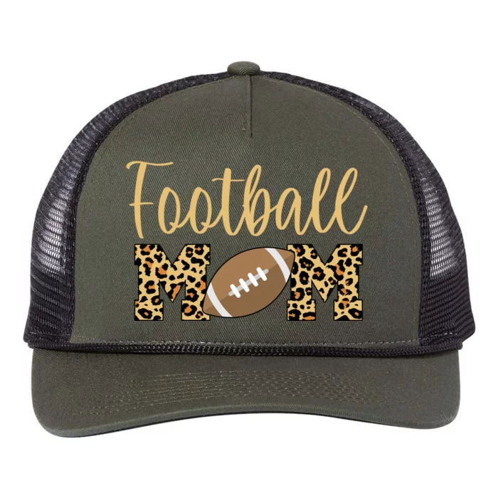 Football Mom Leopard Cute Logo Fan Retro Rope Trucker Hat Cap