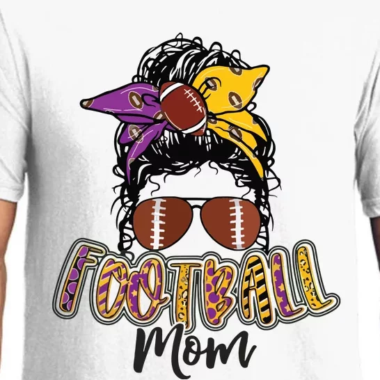 Football Mom Life Leopard Messy Bun Player Pajama Set