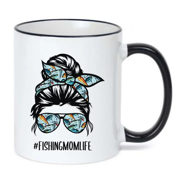 Fishing Mom Life Messy Bun Mom Funny Fishing Mom Black Color Changing Mug