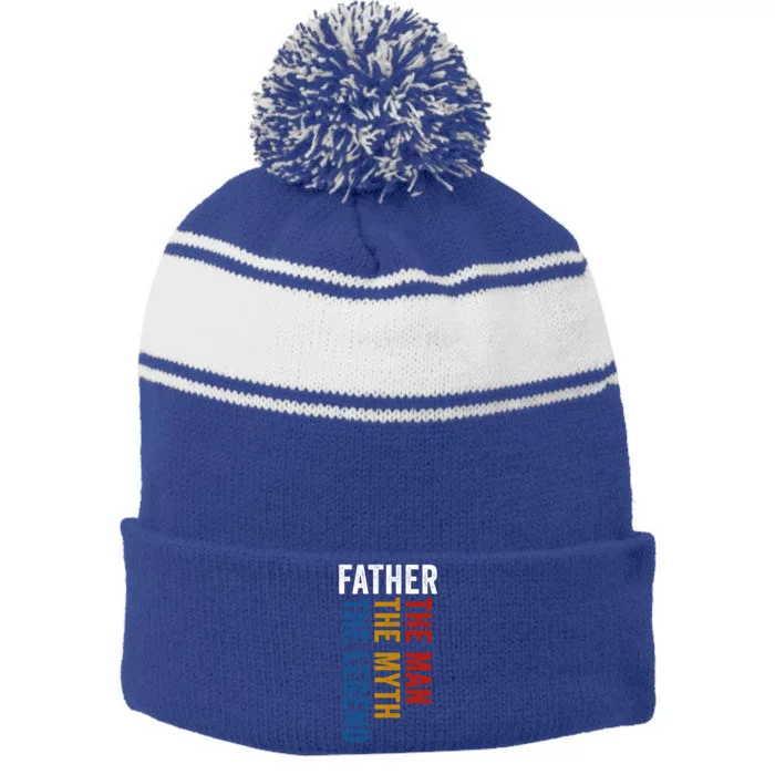 Father Myth Legend Funny Dad Father´s Day Daddy Cute Gift Stripe Pom Pom Beanie