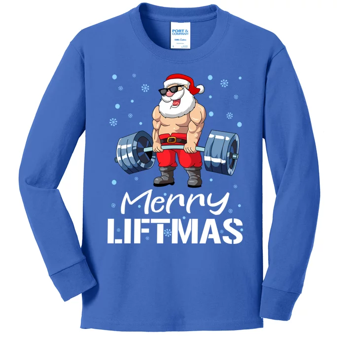 Funny Merry Liftmas Gym Fitness Christmas Gift Kids Long Sleeve Shirt