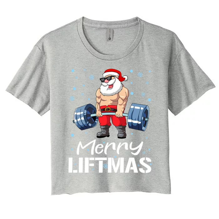 Funny Merry Liftmas Gym Fitness Christmas Gift Women's Crop Top Tee