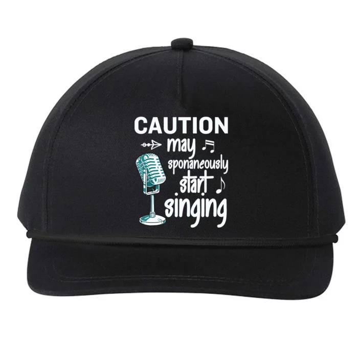 Funny Music Lover Singer Caution I May Start Singing Snapback Five-Panel Rope Hat