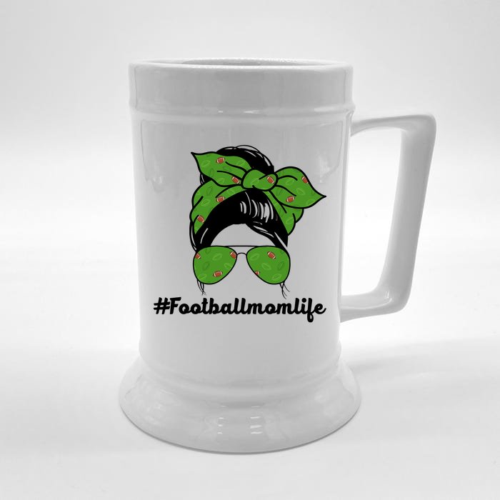 Football Mom Life Front & Back Beer Stein