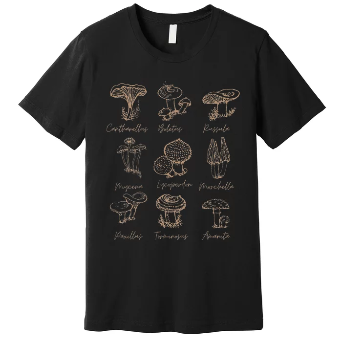 Fungi Mushroom Lover Mycology Vintage Goth Style Premium T-Shirt