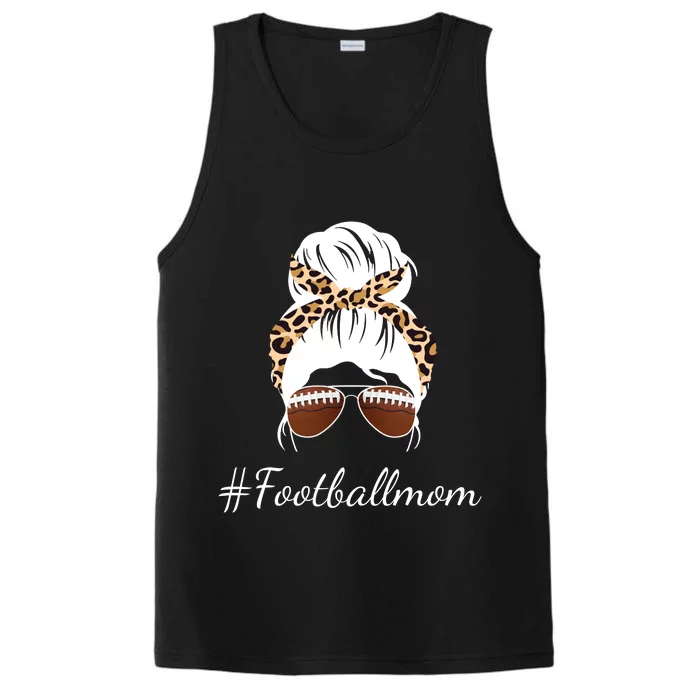 Football Mom Leopard And Messy Bun Performance Tank