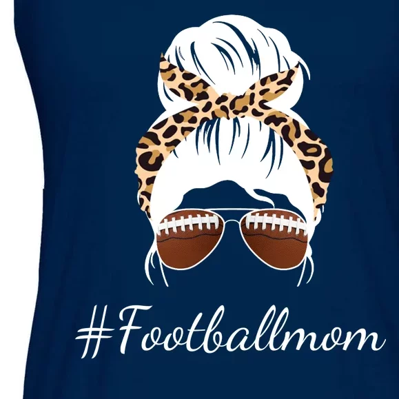 Football Mom Leopard And Messy Bun Ladies Essential Flowy Tank