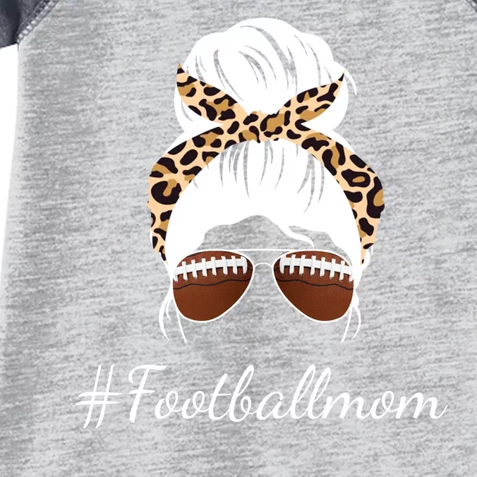 Football Mom Leopard And Messy Bun Infant Baby Jersey Bodysuit