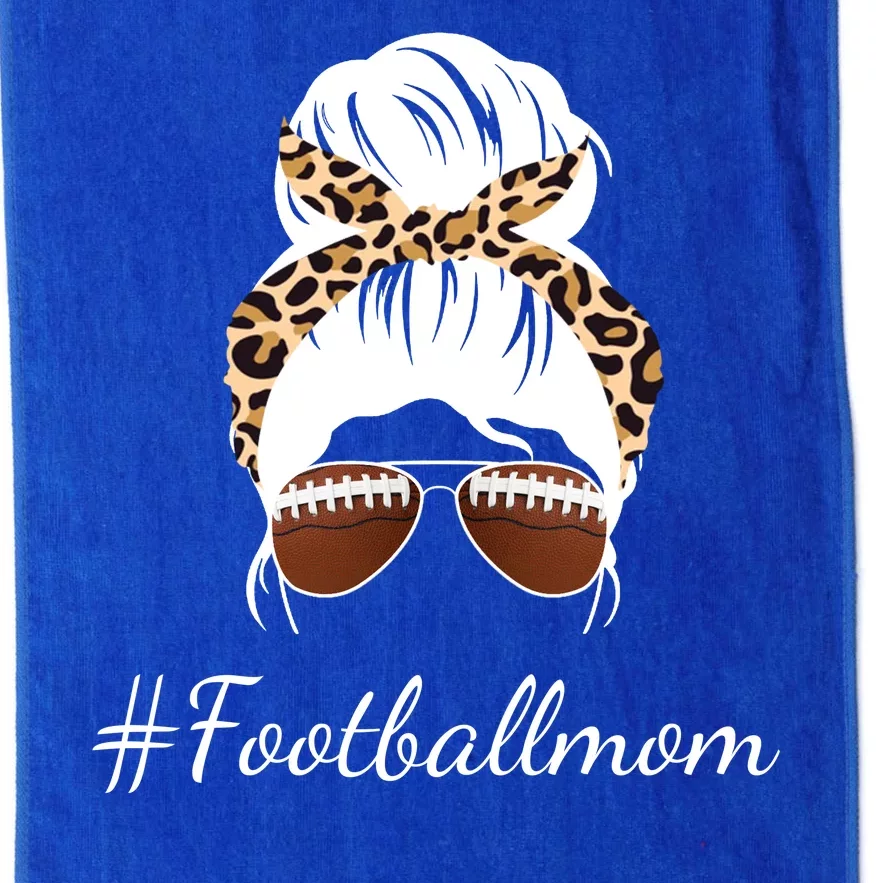 Football Mom Leopard And Messy Bun Platinum Collection Golf Towel