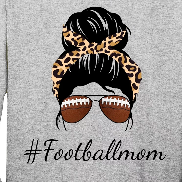 Football Mom Leopard And Messy Bun Long Sleeve Shirt