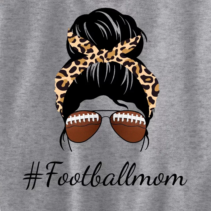 Football Mom Leopard And Messy Bun Kids Sweatshirt