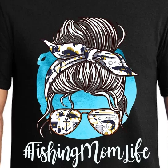 Fishing Mom Life Messy Bun Mom Funny Fishing Mom Cool Gift Pajama Set