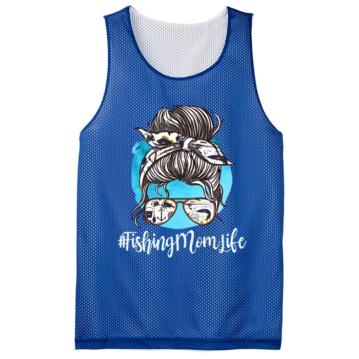 Fishing Mom Life Messy Bun Mom Funny Fishing Mom Cool Gift Mesh Reversible Basketball Jersey Tank