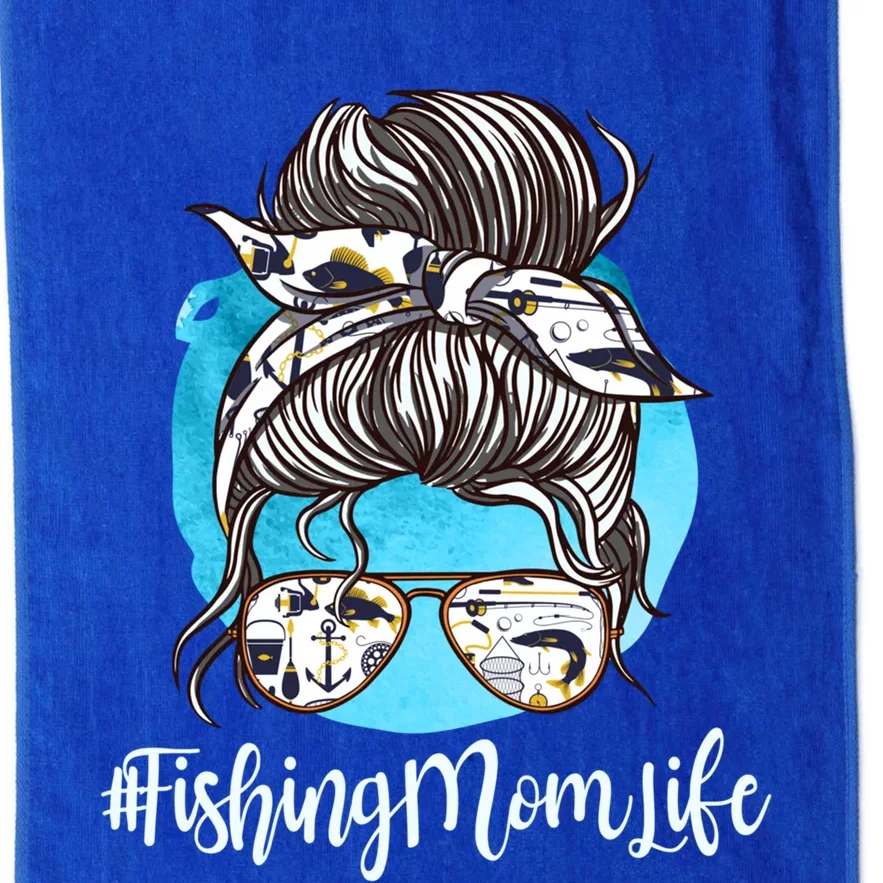 Fishing Mom Life Messy Bun Mom Funny Fishing Mom Cool Gift Platinum Collection Golf Towel