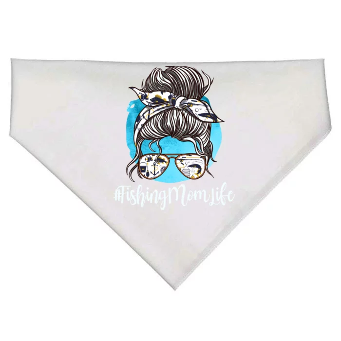 Fishing Mom Life Messy Bun Mom Funny Fishing Mom Cool Gift USA-Made Doggie Bandana