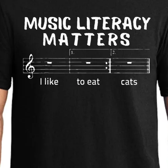 Funny Music Literacy Matters I Like To Eat Cats Musical Pun Pajama Set