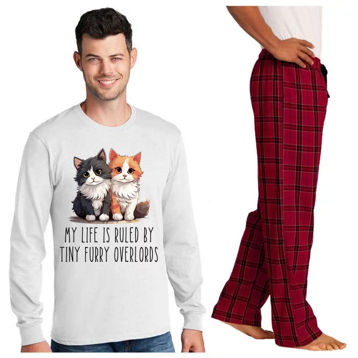 Funny My Life Is Ruled By Tiny Furry Overlords Long Sleeve Pajama Set