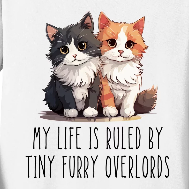 Funny My Life Is Ruled By Tiny Furry Overlords Kids Long Sleeve Shirt