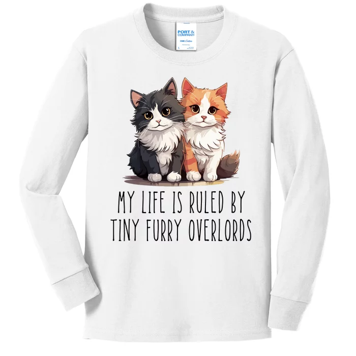 Funny My Life Is Ruled By Tiny Furry Overlords Kids Long Sleeve Shirt