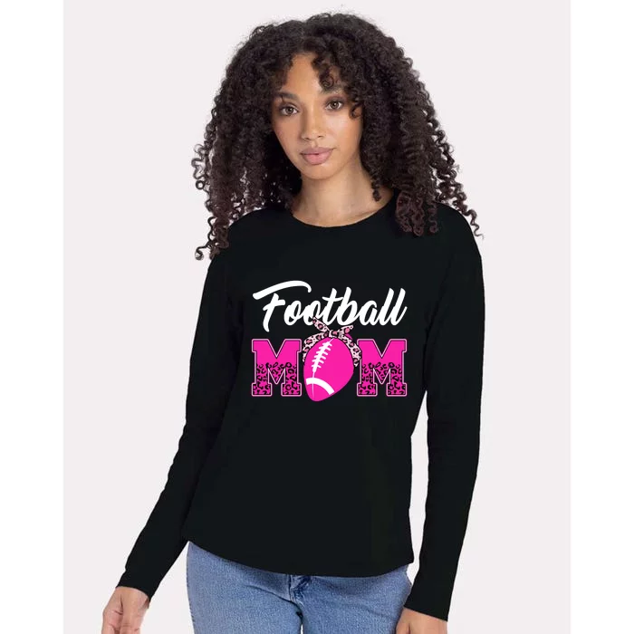 Football Mom Leopard Cute Womens Cotton Relaxed Long Sleeve T-Shirt