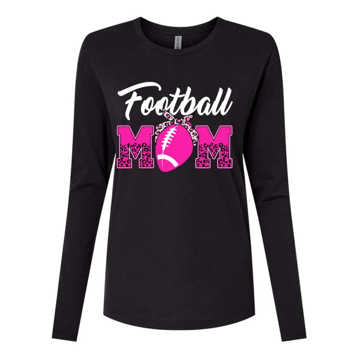 Football Mom Leopard Cute Womens Cotton Relaxed Long Sleeve T-Shirt