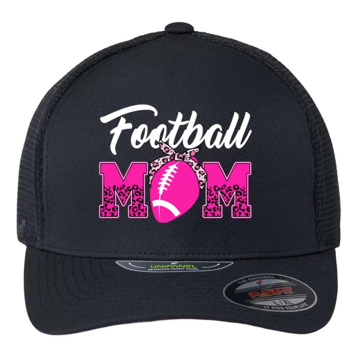 Football Mom Leopard Cute Flexfit Unipanel Trucker Cap