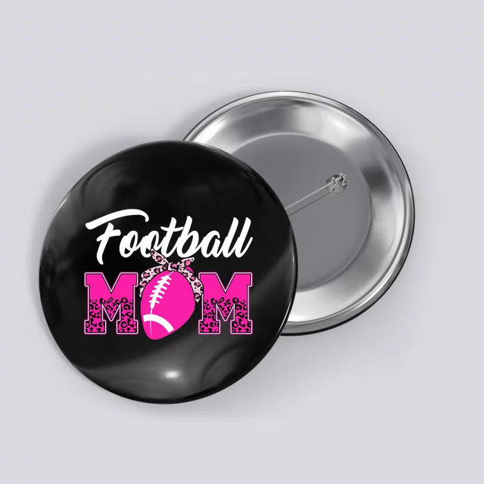 Football Mom Leopard Cute Button