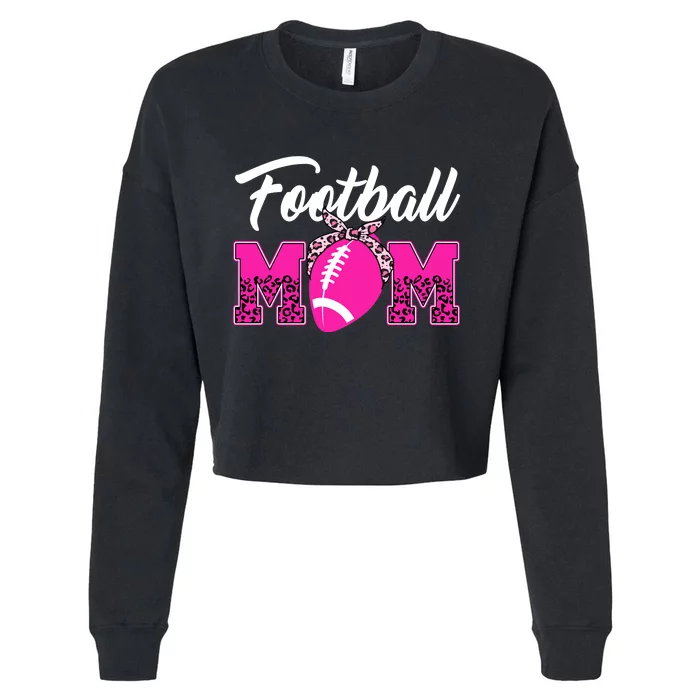 Football Mom Leopard Cute Cropped Pullover Crew