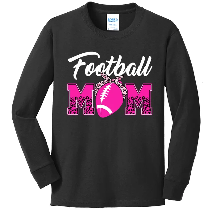 Football Mom Leopard Cute Kids Long Sleeve Shirt