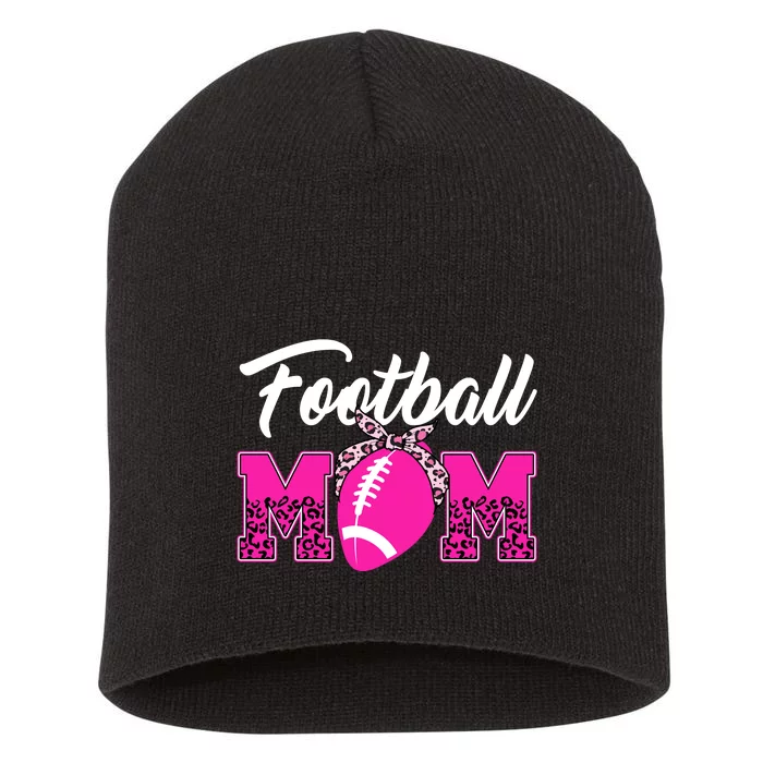 Football Mom Leopard Cute Short Acrylic Beanie