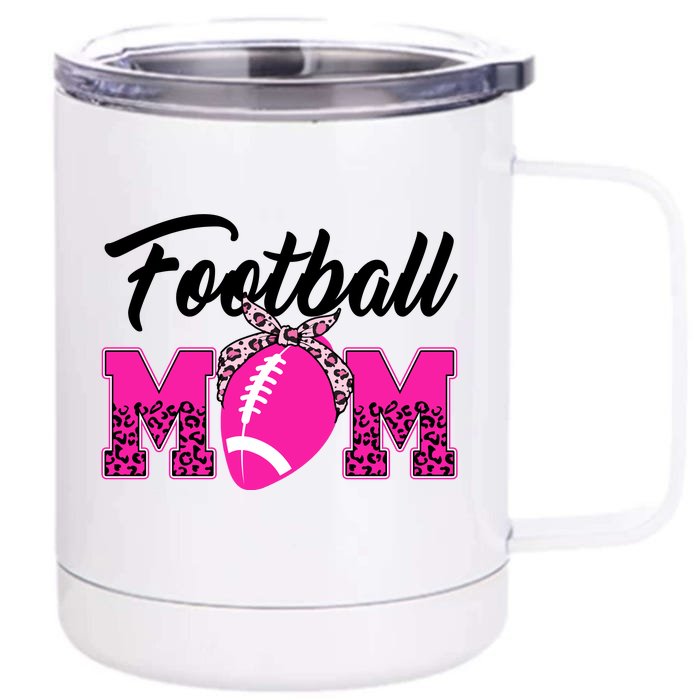 Football Mom Leopard Cute Front & Back 12oz Stainless Steel Tumbler Cup