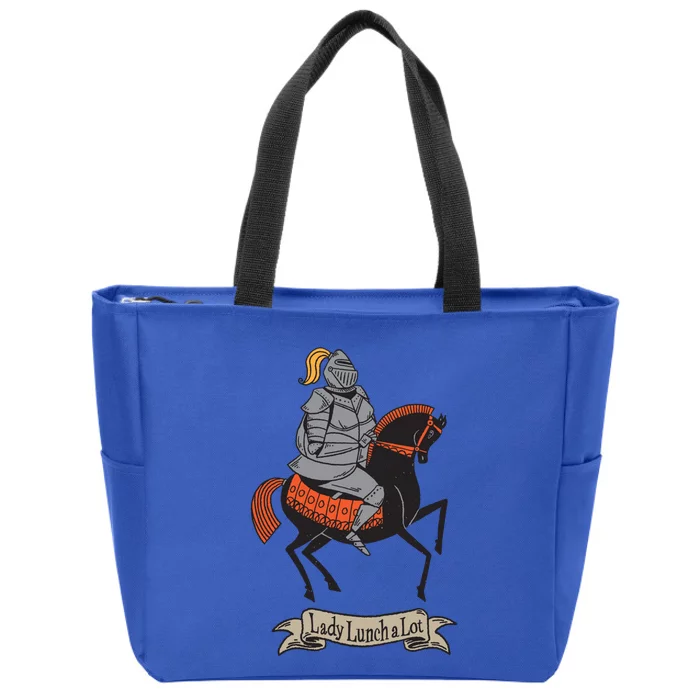 Funny Medieval Lady Lunch A Lot Gift Zip Tote Bag