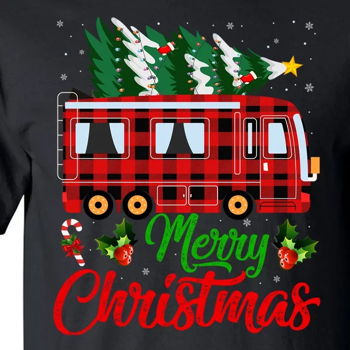 Funny Matching Lighting Santa Camping RV Christmas Gift Tall T-Shirt