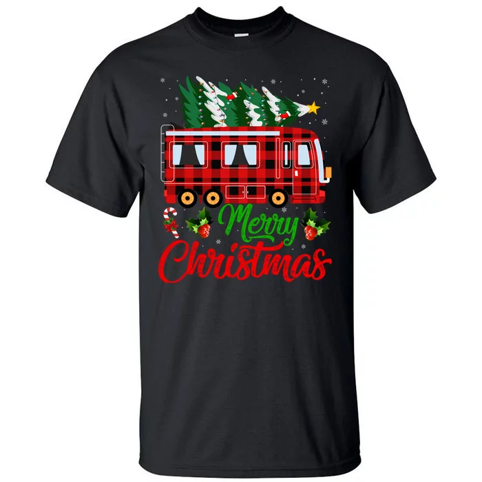 Funny Matching Lighting Santa Camping RV Christmas Gift Tall T-Shirt