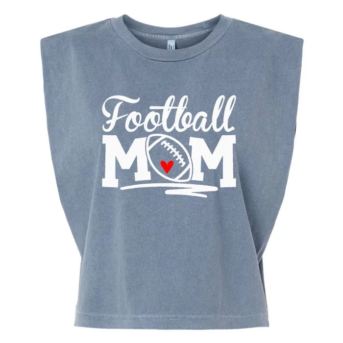 Football Mom Leopard Football Love Football Player Garment-Dyed Women's Muscle Tee