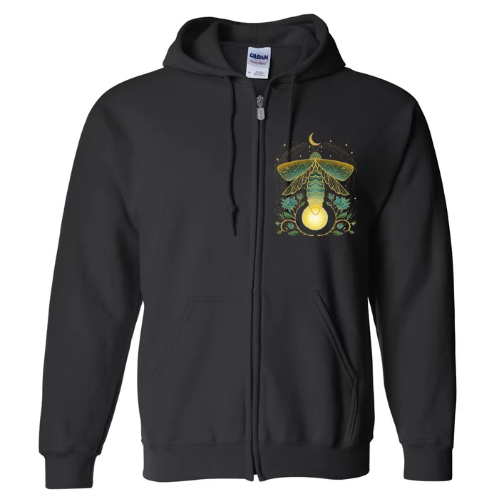 Firefly Magical Lunar Mystical Design For Nature Lovers Full Zip Hoodie