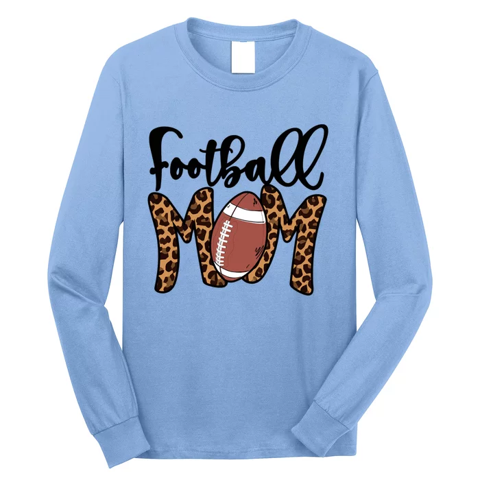 Football Mom Leopard American Football Mothers Day Mom Mama Great Gift Long Sleeve Shirt