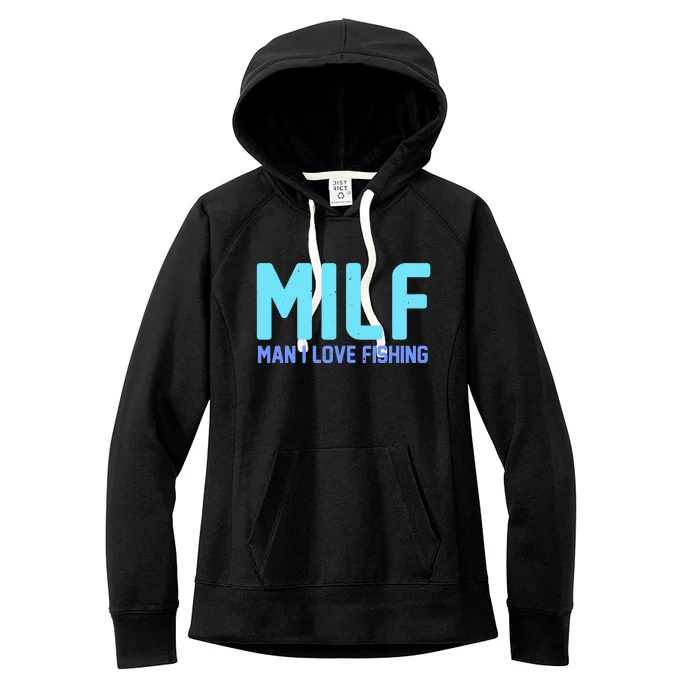 Funny MILF Man I Love Fishing Vintage Milf Fishing Shirt Fishing Lover Women's Fleece Hoodie