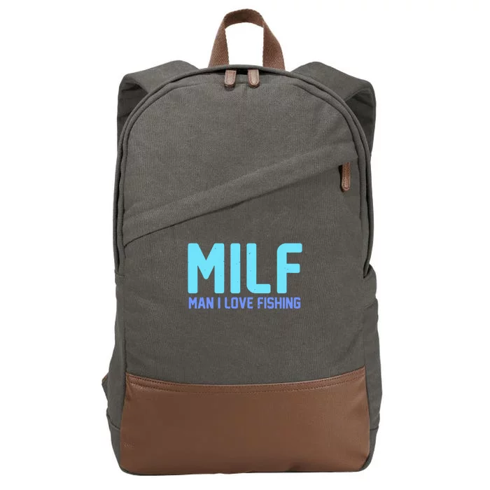 Funny MILF Man I Love Fishing Vintage Milf Fishing Shirt Fishing Lover Cotton Canvas Backpack