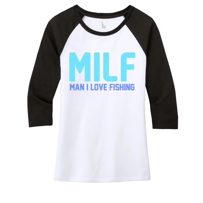 Funny MILF Man I Love Fishing Vintage Milf Fishing Shirt Fishing Lover Women's Tri-Blend 3/4-Sleeve Raglan Shirt