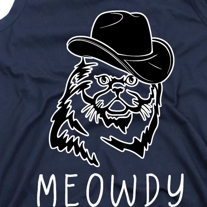 Funny Meowdy Meow & Howdy Mashup Country Music Cat Meme Fun Tank Top