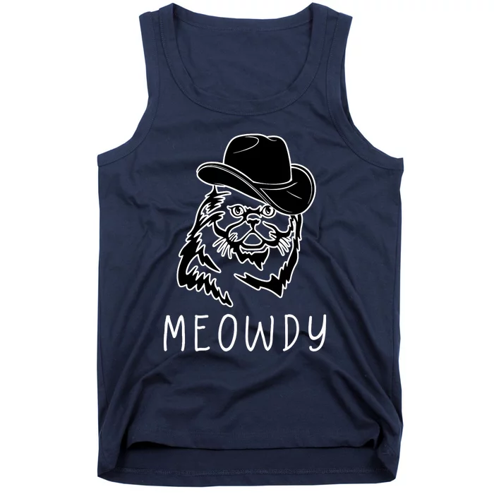 Funny Meowdy Meow & Howdy Mashup Country Music Cat Meme Fun Tank Top