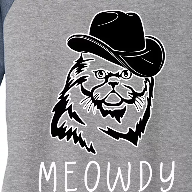 Funny Meowdy Meow & Howdy Mashup Country Music Cat Meme Fun Women's Tri-Blend 3/4-Sleeve Raglan Shirt