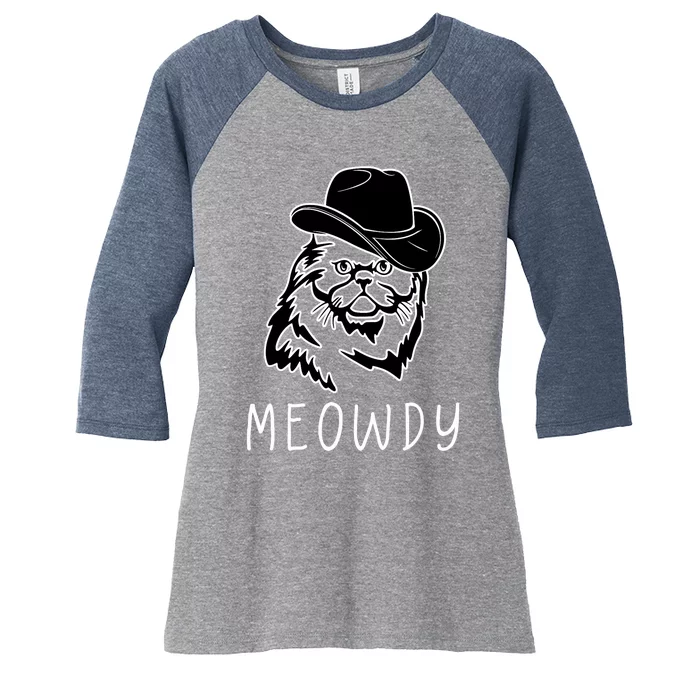 Funny Meowdy Meow & Howdy Mashup Country Music Cat Meme Fun Women's Tri-Blend 3/4-Sleeve Raglan Shirt