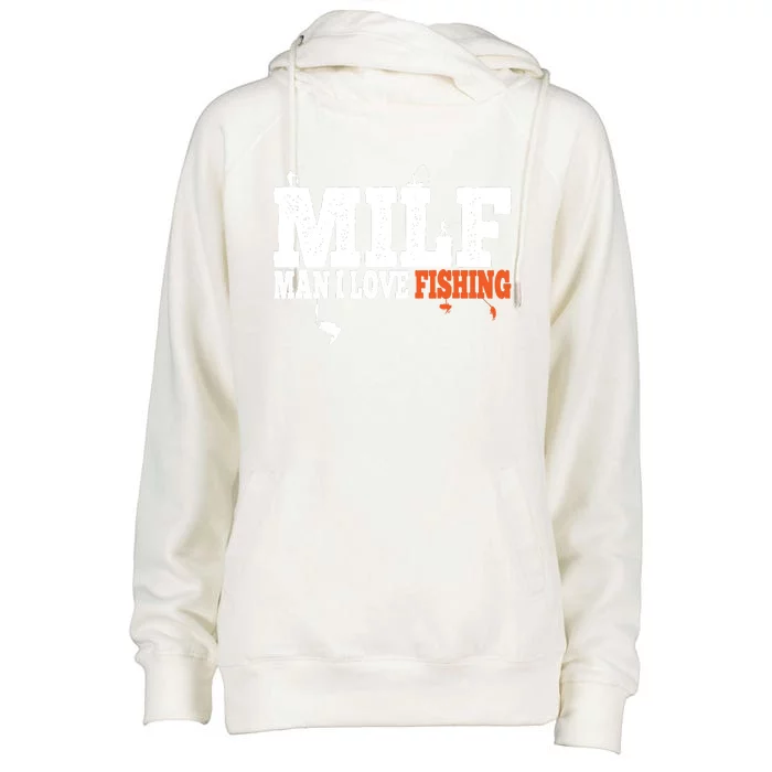 Funny MILF Man I Love Fishing Vintage Milf Fishing Shirt Fishing Lover Womens Funnel Neck Pullover Hood